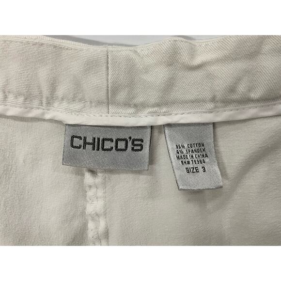 Chico’s Women Stretch White Jeans Straight Leg Flat Hook and Eye Closure Size 3 - Picture 6 of 7